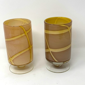 Light Brown Glass Pedestal Glass Vase,Decorative Flower Vase
Handblown‎